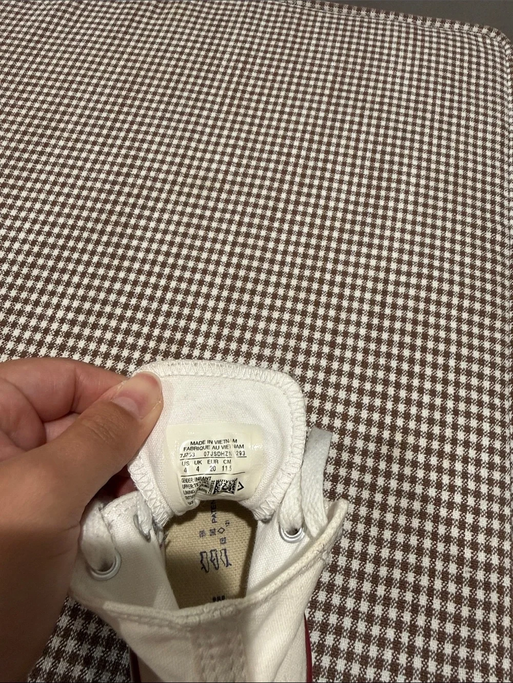 Kids White converse sneakers with Red Trim